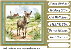 Cute donkey card front 3