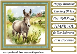 Cute donkey card front 11