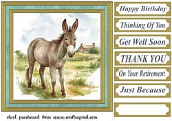 Cute donkey card front 13