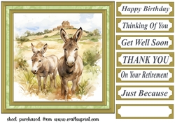 Framed donkeys card front 4