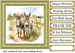 Framed donkeys card front 5