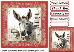 Donkey looking over wall card front 1