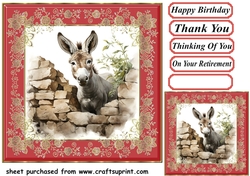 Donkey looking over wall card front 2