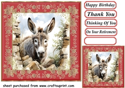 Donkey looking over wall card front 3