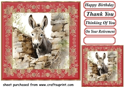 Donkey looking over wall card front 4