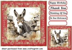 Donkey looking over wall card front 5