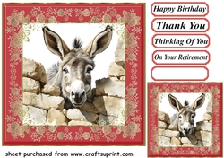 Donkey looking over wall card front 6