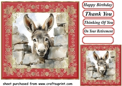 Donkey looking over wall card front 7