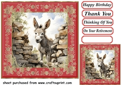 Donkey looking over wall card front 8
