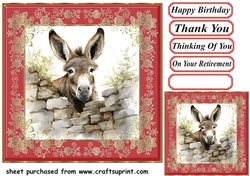 Donkey looking over wall card front 9