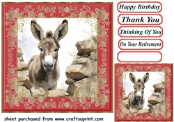 Donkey looking over wall card front 10