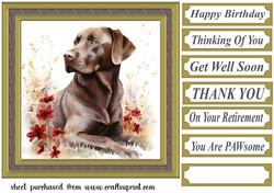 Floral Chocolate Labrador card front 5