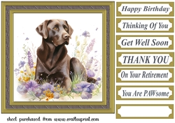 Floral Chocolate Labrador card front 7