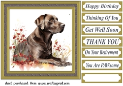 Floral Chocolate Labrador card front 8