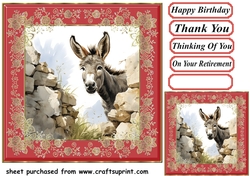 Donkey looking over wall card front 11