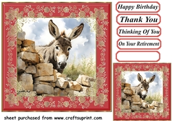Donkey looking over wall card front 12