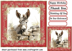 Donkey looking over wall card front 13