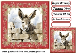 Donkey looking over wall card front 14