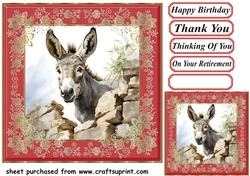 Donkey looking over wall card front 15