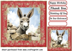 Donkey looking over wall card front 17