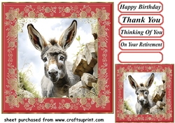Donkey looking over wall card front 18