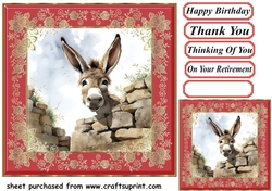 Donkey looking over wall card front 19
