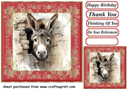 Donkey looking over wall card front 20