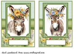 2 Floral donkey card fronts 4