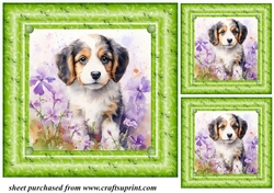 3 Floral pup card fronts/toppers 1