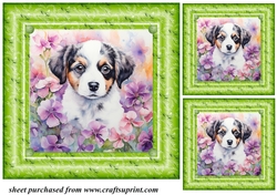 3 Floral pup card fronts/toppers 2