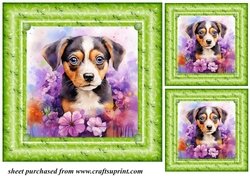 3 Floral pup card fronts/toppers 3