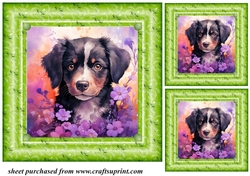 3 Floral pup card fronts/toppers 8