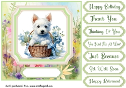 Cute floral Westie card front 1