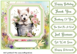Cute floral Westie card front 2