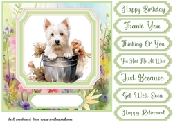 Cute floral Westie card front 3