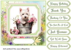 Cute floral Westie card front 5