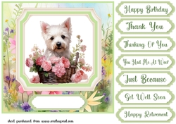 Cute floral Westie card front 8