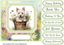 Cute floral Westie card front 10