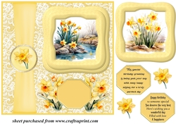 Framed daffodil scene card front 1