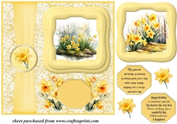 Framed daffodil scene card front 2