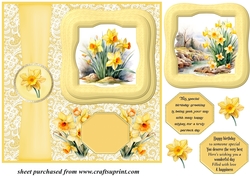 Framed daffodil scene card front 4