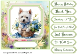 Cute floral Westie card front 12