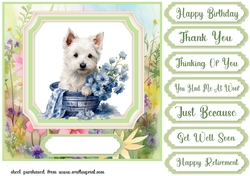 Cute floral Westie card front 13