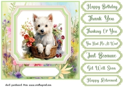 Cute floral Westie card front 15