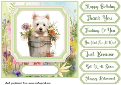 Cute floral Westie card front 17