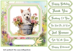 Cute floral Westie card front 18