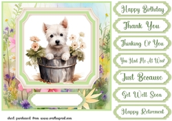 Cute floral Westie card front 19