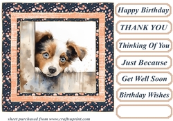 Pup looking over fence card front 3