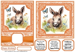 6x6 and 5x7 Orange floral donkey card fronts 1