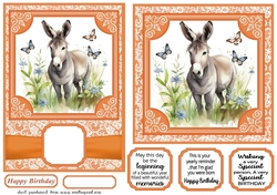 6x6 and 5x7 Orange floral donkey card fronts 2